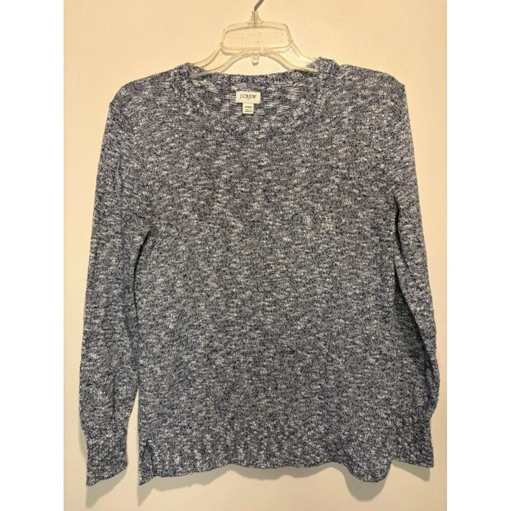 J.Crew Factory Marled Gray Blue Crewneck Sweater Knit Lightweight Pullover XXS